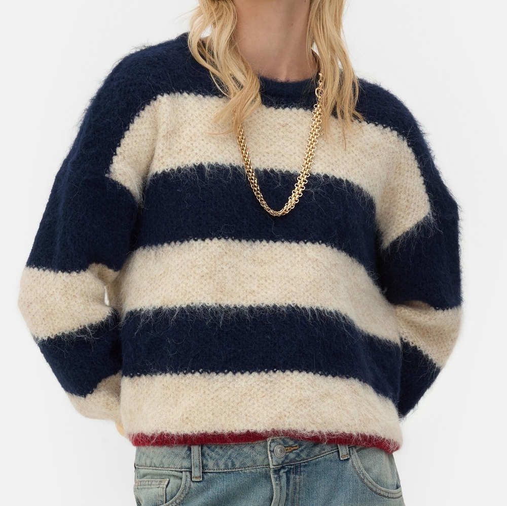 EUC Primark Rita Ora Size Large Red White & Blue Striped Sweater!